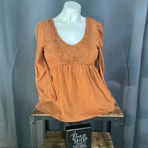 NEW| Derek Heart Crocheted Peplum Top Small